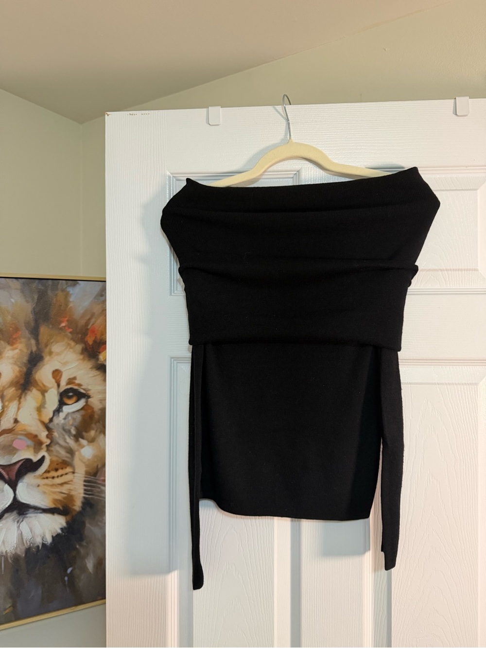 Zara Black Off-the-Shoulder Foldover Sweater